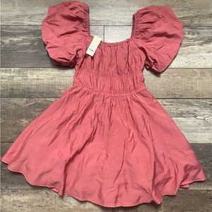 Francesca's Mauve Pink Puff Sleeve Dress Medium Short On/Off Shoulder Event Wear